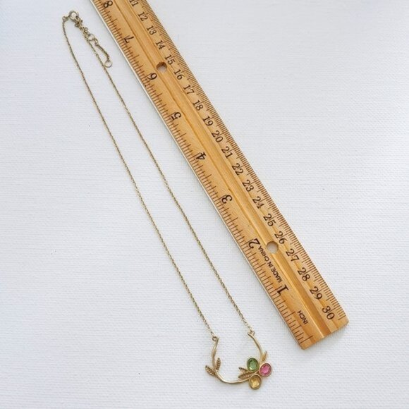 Leaf Branch U Shaped Pendant Necklace - Picture 4 of 4